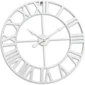 Relaxdays Wanduhr, römische Zahlen, Ø 60 cm, batteriebetriebene Wohnzimmeruhr, analoge Küchenuhr, Eisen, weiß