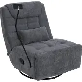 Mendler Relaxsessel MCW-P92, TV-Sessel Fernsehsessel, drehbar Kippfunktion Handyhalterung, Stoff Chenille (260g/m²) dunkelgrau