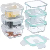 Relaxdays Glasbehälter mit Deckel, 6er Set, 320 ml, Frischhaltedosen, Kunststoffdeckel, luftdicht, Glasdose, transparent