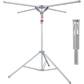Relaxdays Wäscheständer, klappbar, bis 15 kg, höhenverstellbar, H x D: 100-180 x 125 cm, Wäschestandtrockner, grau