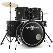 Gear4Music BDK-1 Anfänger-Schlagzeug in Standardgröße von schwarz