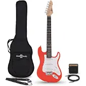 Gear4Music 3/4-LA-E-Gitarre Rot im Bundle mit Mini-Gitarrenverstärker