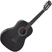 Gear4Music Konzertgitarre in 3/4-Größe von Schwarz