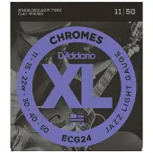 Daddario ECG24 XL Flatwound Schriftzug verchromt Jazz Light 11-50