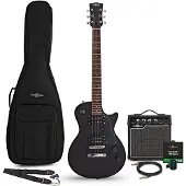 Gear4Music New Jersey E-Gitarre schwarz 10W Gitarrenverstärker & Zubehörpaket
