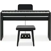 Gear4Music Keynote Compact Digital Upright Piano mit Bluetooth Hockerpaket