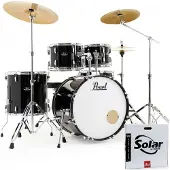 Pearl Roadshow 5-teiliges USA-Fusion-Drumset mit 3 Sabian-Becken Jet Black