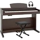 Gear4Music DP-10X Digitalpiano von Palisander mit Zubehörpaket