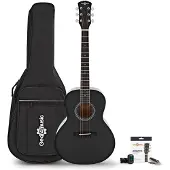 Gear4Music Parlor-Akustikgitarre mit Zubehörset von Schwarz