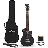 Gear4Music 3/4 New Jersey E-Gitarre schwarz Mini-Gitarrenverstärker-Pack