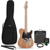 Gear4Music Knoxville E-Gitarre Natural 10-W-Gitarrenverstärker &amp; Zubehörpaket