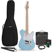 Gear4Music Knoxville E-Gitarre Blau 10-W-Gitarrenverstärker &amp; Zubehörpaket