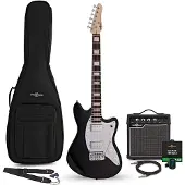 Gear4Music Seattle Select E-Gitarre schwarz 10-W-Gitarrenverstärker & Zubehörpaket
