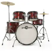 Gear4Music 5-teiliges Junior-Schlagzeug von Wine Red