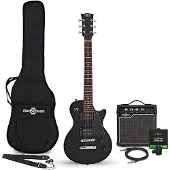 Gear4Music 3/4 New Jersey E-Gitarre schwarz 10W Gitarrenverstärker & Zubehörpaket