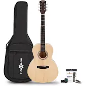 Gear4Music Parlor-Akustikgitarre mit Zubehörset von Natur