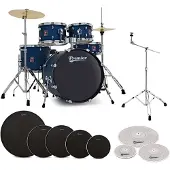 Premier Revolution 20" 5pc Low Lautstärke Drum Kit Bundle Blue Stardust
