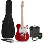 Gear4Music Knoxville E-Gitarre Rot 10-W-Gitarrenverstärker & Zubehörpaket