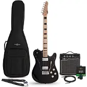 Gear4Music Knoxville Select E-Gitarre schwarz 10-W-Gitarrenverstärker & Zubehörpaket