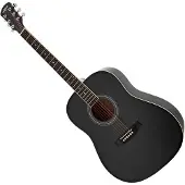 Gear4Music Dreadnought-Linkshänder-Akustikgitarre von Schwarz