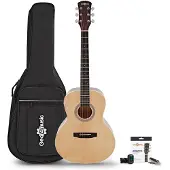 Gear4Music Parlor-Elektroakustikgitarre mit Zubehörset von Natur