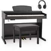 Gear4Music DP-10X Digitalpiano von im Paket mit Klavierbank Mattschwarz