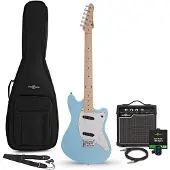 Gear4Music Seattle E-Gitarre Blau 10-W-Gitarrenverstärker &amp; Zubehörpaket