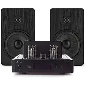 AVCOM Vintage-Style-Verstärker mit 5" Passiven Lautsprechern schwarz