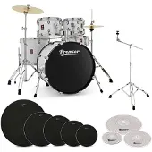 Premier Revolution 22" 5pc Low Lautstärke Drum Kit Bundle Weiß
