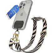 EAZY CASE - Handykette Universal Pad zum Umhängen, kompatibel mit jedem Handy, Kette mit Hülle, Handyband Zebra Style in Beige