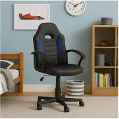 HTI Schreibtischstuhl Junior höhenverstellbar ergonomischer Drehstuhl Schwarz-Blau