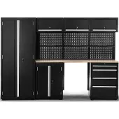 Ondis24 Werkstatt-Set "Männerküche 260cm, Schwarz" 8 tlg. tlg. teilvormontiert, viel Stauraum, robuste Fläche, Stahl, frei stellbar