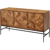 Wohnling Sideboard 123x70x45 cm Sheesham Massivholz / Metall Anrichte mit Türen Industrial Kommode Kommodenschrank Holz Modern Standschrank Wohnzimmer