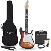 Gear4Music LA-E-Gitarre Sunburst im Bundle mit 10-Watt-Verstärker und Zubehör