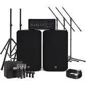 SubZero SZPA-815 15"-PA-System mit Mikrofonen und Stativen 300 Watt