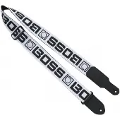 BOSS BSM-20-WB Gitarrengurt mit Monogramm-Logo Weiß mit schwarzem Logo