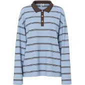 Pieces Langarm-Poloshirt in Cashmere Blue | Gr.: S