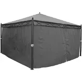 Mendler Pergola Cadiz, Garten Pavillon, stabiles 7cm-Gestell mit Seitenwand + Moskitonetz grau 4x4m
