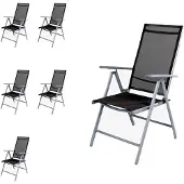 Mojawo 6 Stück Garten Klappstuhl Aluminium - Textilen Silbergrau/Anthrazit