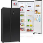 Bomann Side by Side Kühl Gefrierkombination | No Frost | 442L Inhalt | Kühlschrank mit Gefrierfach | Kühlschrank mit MultiAirflow-Technologie | Verbrauch 287 kWh/Jahr | SBS 7344 black-inox