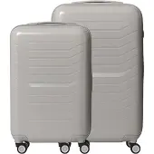 Relaxdays Kofferset, 2-teilig, 4 Rollen, Hartschale, 2 Größen, Teleskopgriff, TSA-Zahlenschloss, Reisekoffer, beige