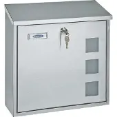 Rottner Briefkasten Muro INOX Edelstahl Zylinderschloss 2 Schlüssel Namensschildhalter Sichtfenster