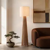 LumenXL Stehleuchte Papira braun mit Leinenschirm