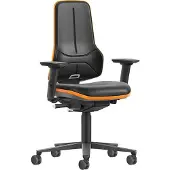 BIMOS Arbeitsstuhl XXL orange mit Rollen Kunstleder mit Armlehnen