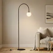 Domiluce Bogenlampe Nova , schwarz, für Wohn- / Esszimmer, Metall, Modern, Stehlampe