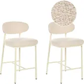 Beliani Barstuhl 2er Set Hellbeige Bouclé Stoff Metallbeine Ohne Armlehnen Retro Stil Modernes Design Minimalistischer Stil Barhocker Tresenhocker
