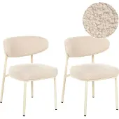 Beliani Esszimmerstuhl 2er Set Hellbeige Bouclé Stoff Metallbeine Ohne Armlehnen Retro Stil Modernes Design Minimalistischer Stil Küchenstühle Esszimmer