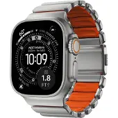 Nomad Stratos Armband für Apple Watch | 44/45/46/49 mm - Ultra Orange / Natural Titanium
