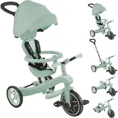 Globber EXPLORER TRIKE 4in1 ECO – Kinderwagen, Dreirad und Laufrad, 10/8,5 Zoll, TPR-Sitz, höhenverstellbar, pistazie