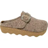 Rohde Damen Pantoffel Softfilz Hausschuh mit Plateau und Schnalle Foggia-D 6117, Größe:39 EU, Farbe:Beige